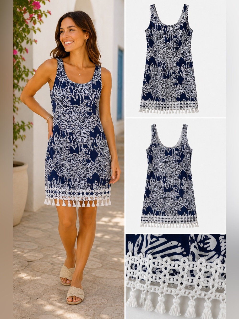 Lilly Pulitzer Thompson Shift Dress “I Herd You” Zebra Print Tassel Hem Dress